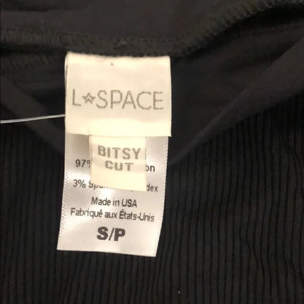 L*SPACE BLACK PORTIA HIGH WAIST BITSY CUT BIKINI.